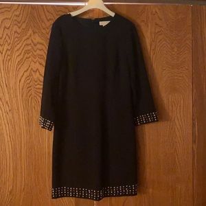 Black shift dress with metallic studs